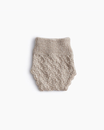 dune fern knit bloomers hand made in baby alpaca for newborns and young babies