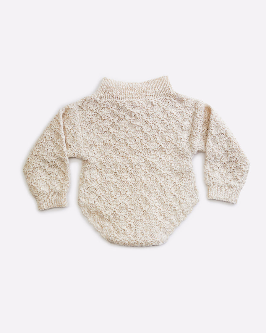 long sleeve onesie hand knit in baby alpaca for newborns and babies