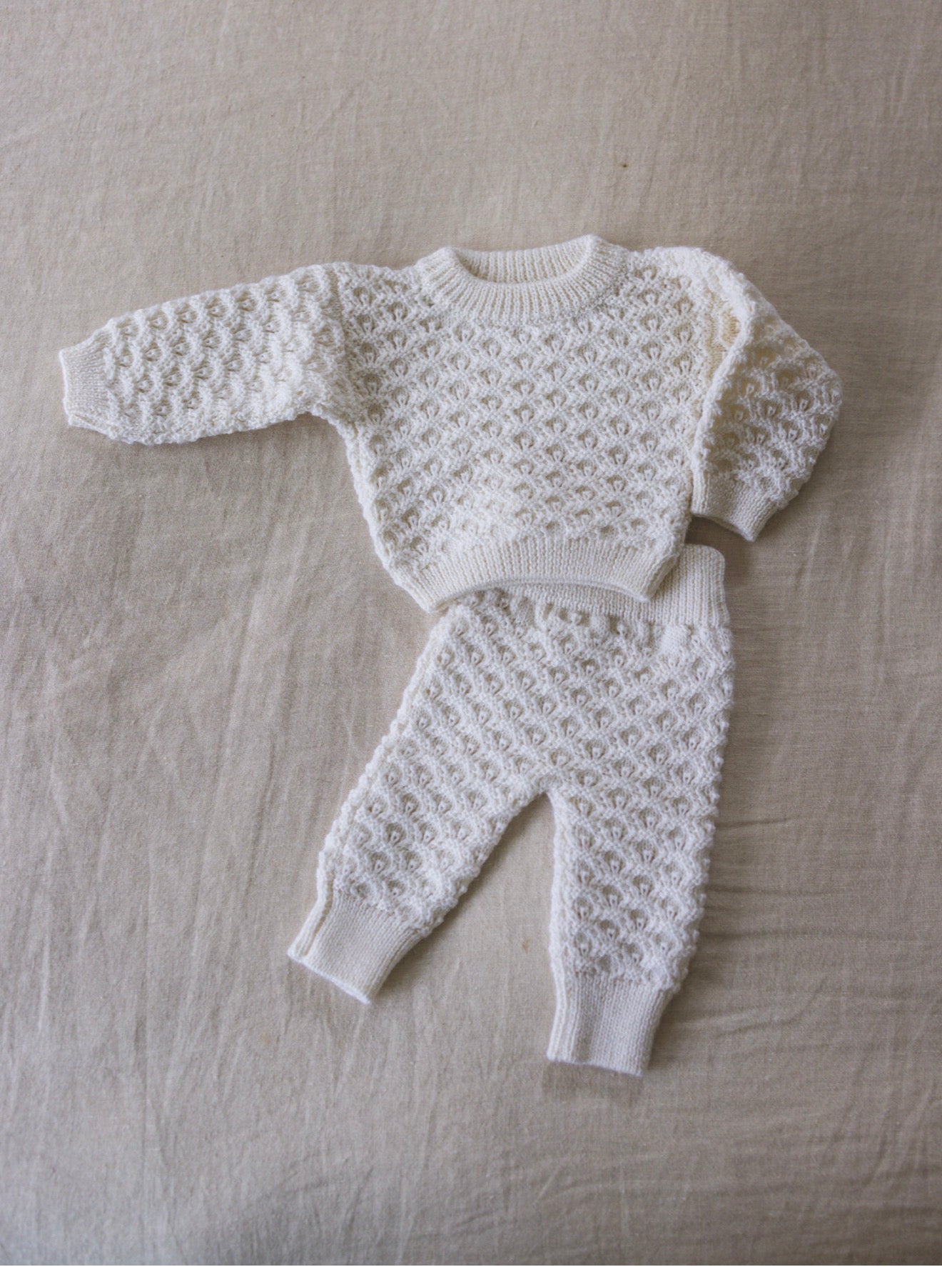 Olive Alpaca Knit Set - Snow