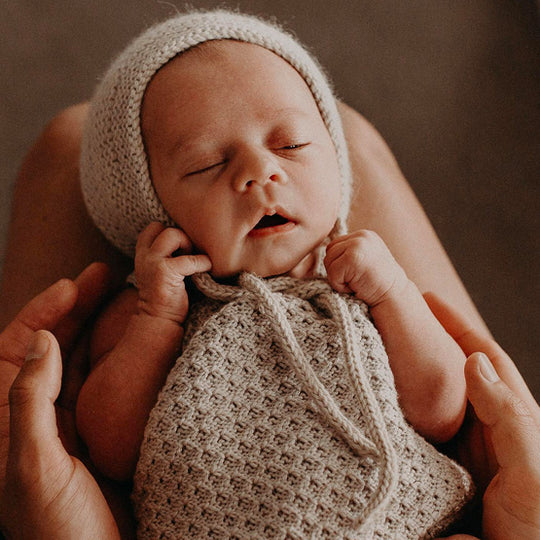 newborn bonnet hand knit romper