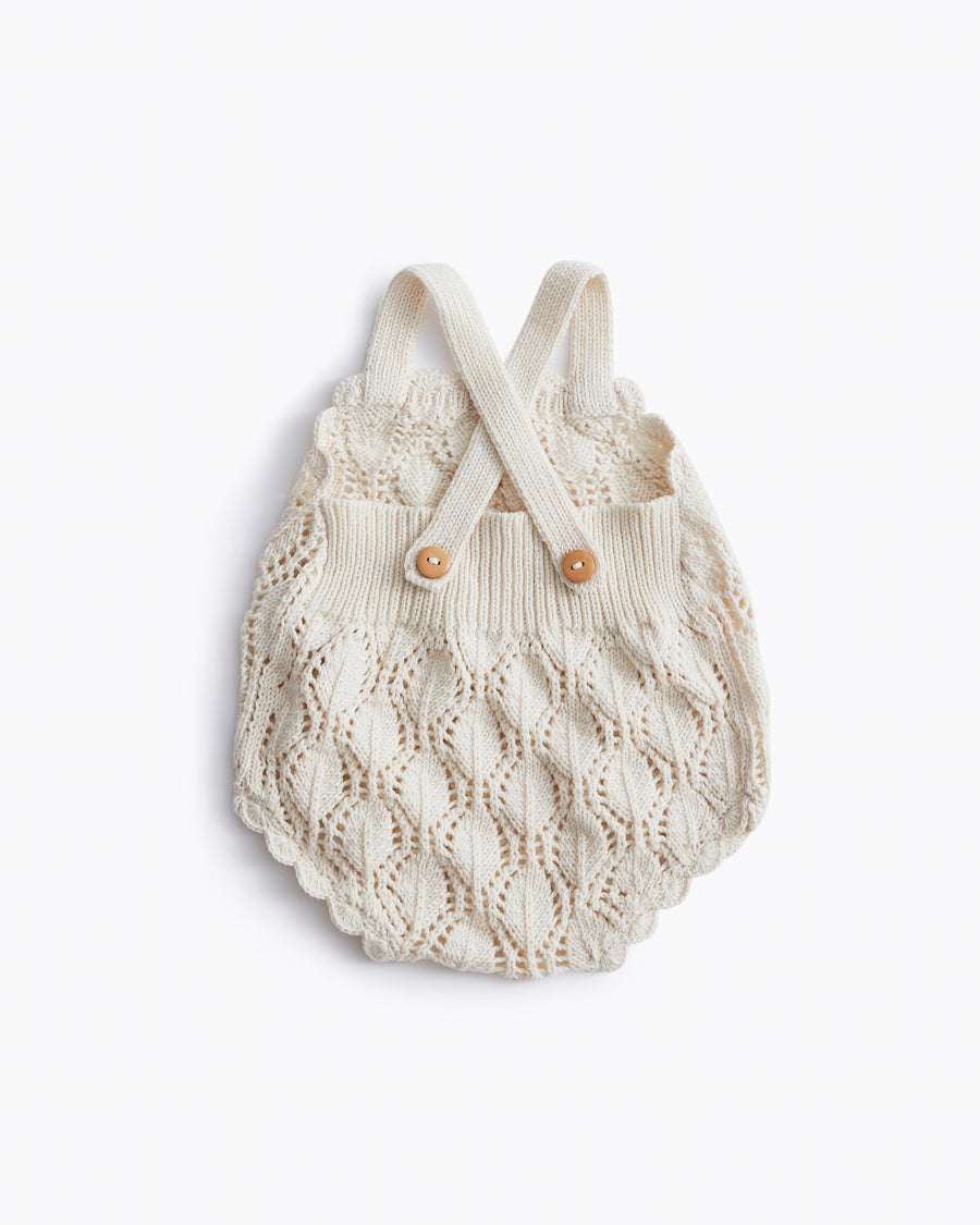 lacy newborn romper hand knit onesie heirloom style