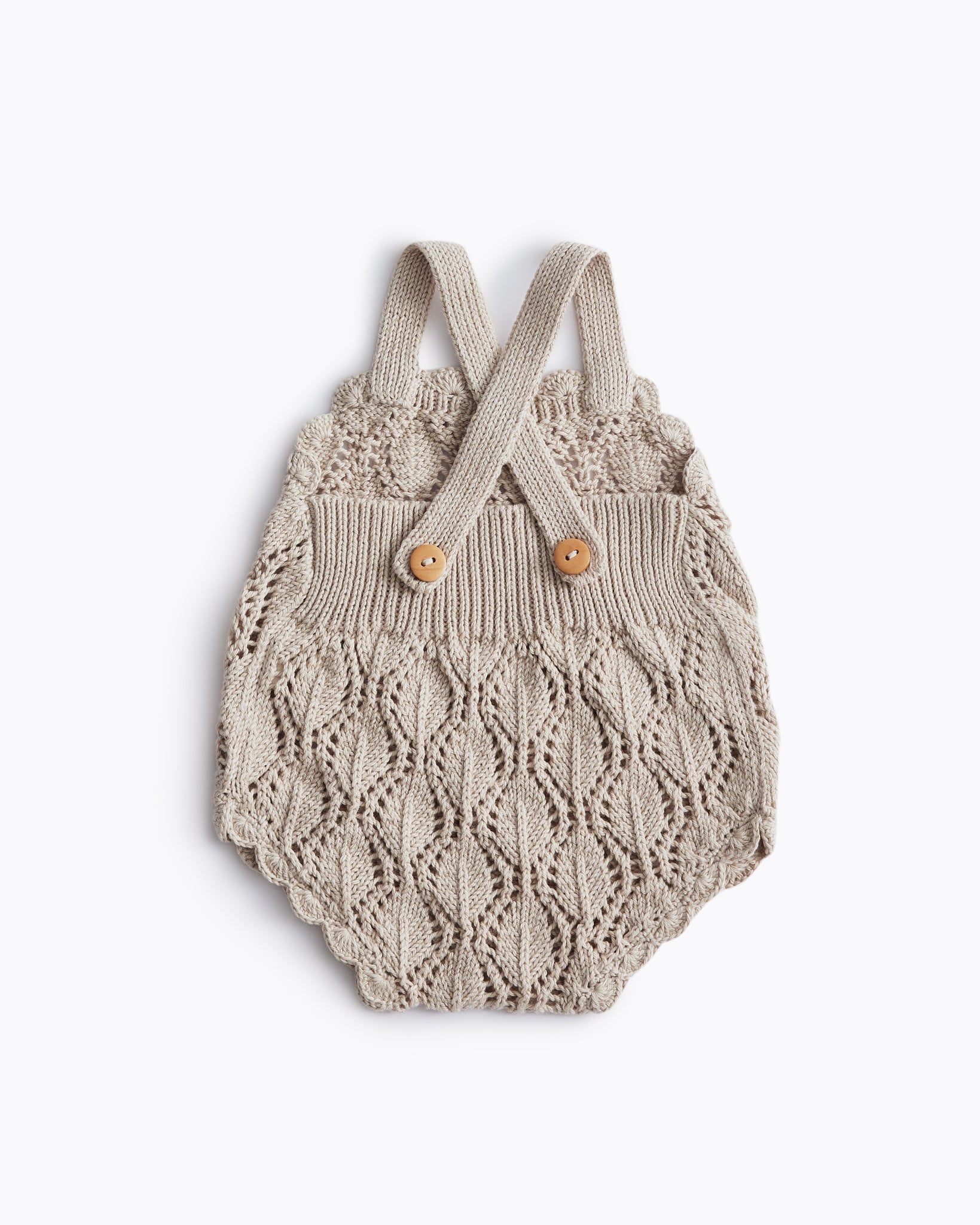 lacy baby romper hand knit heirloom onesie