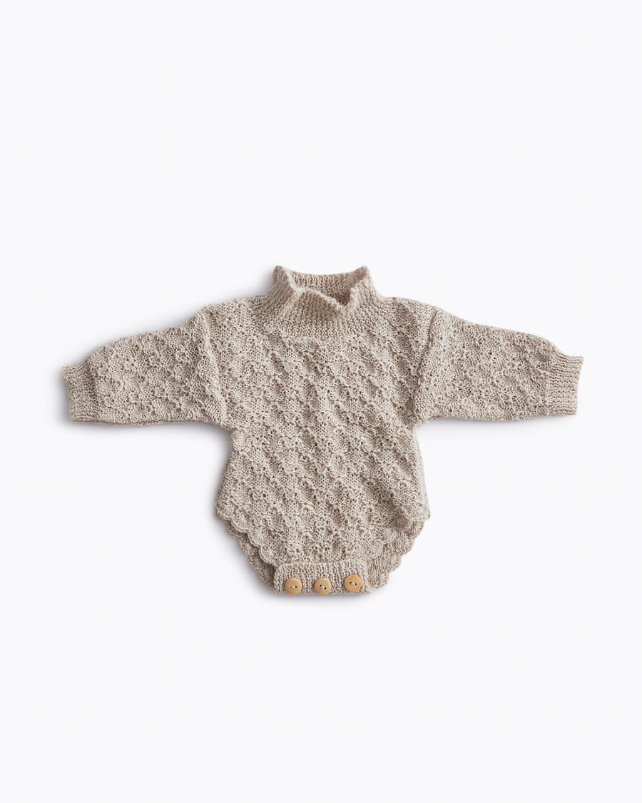 hand knit newborn knit alpaca romper for babies