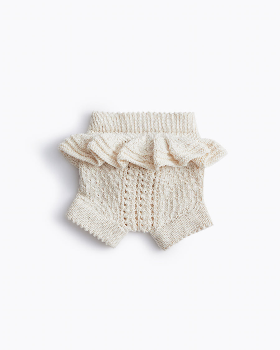 baby hand knit bloomers with frill and lace 