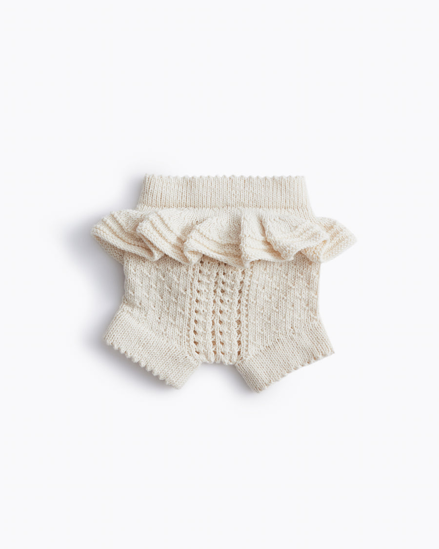 baby hand knit bloomers with frill and lace 