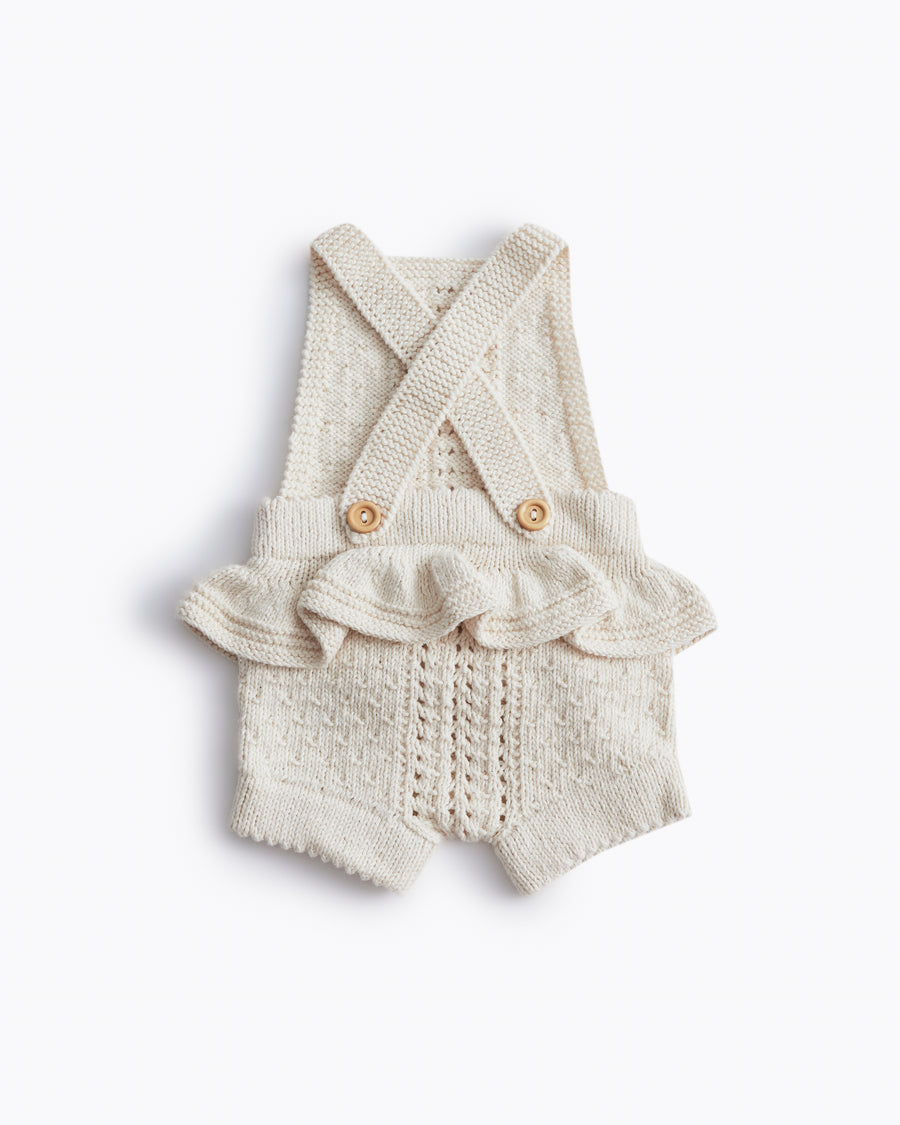 cross over back frilly knit lacy baby girls romper