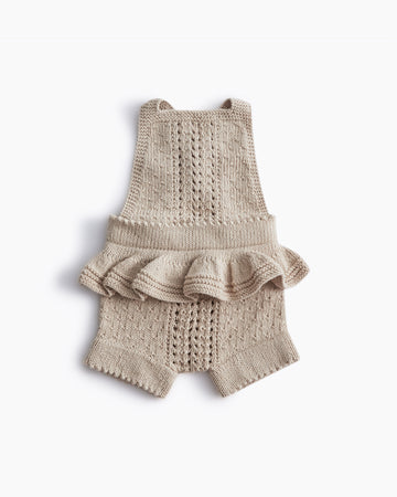 hand knit lacy baby frilly newborn romper 