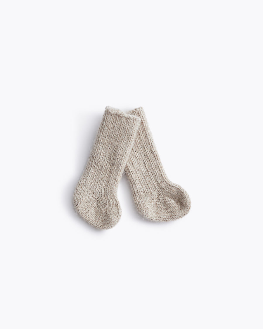 hand knit baby ribbed knee high socks