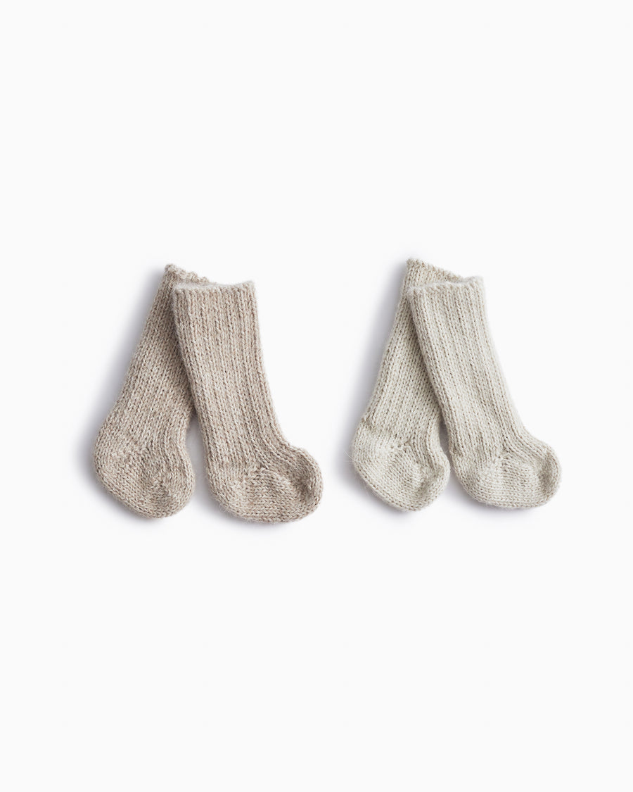 pairs of knee high baby socks hand knit in soft baby alpaca
