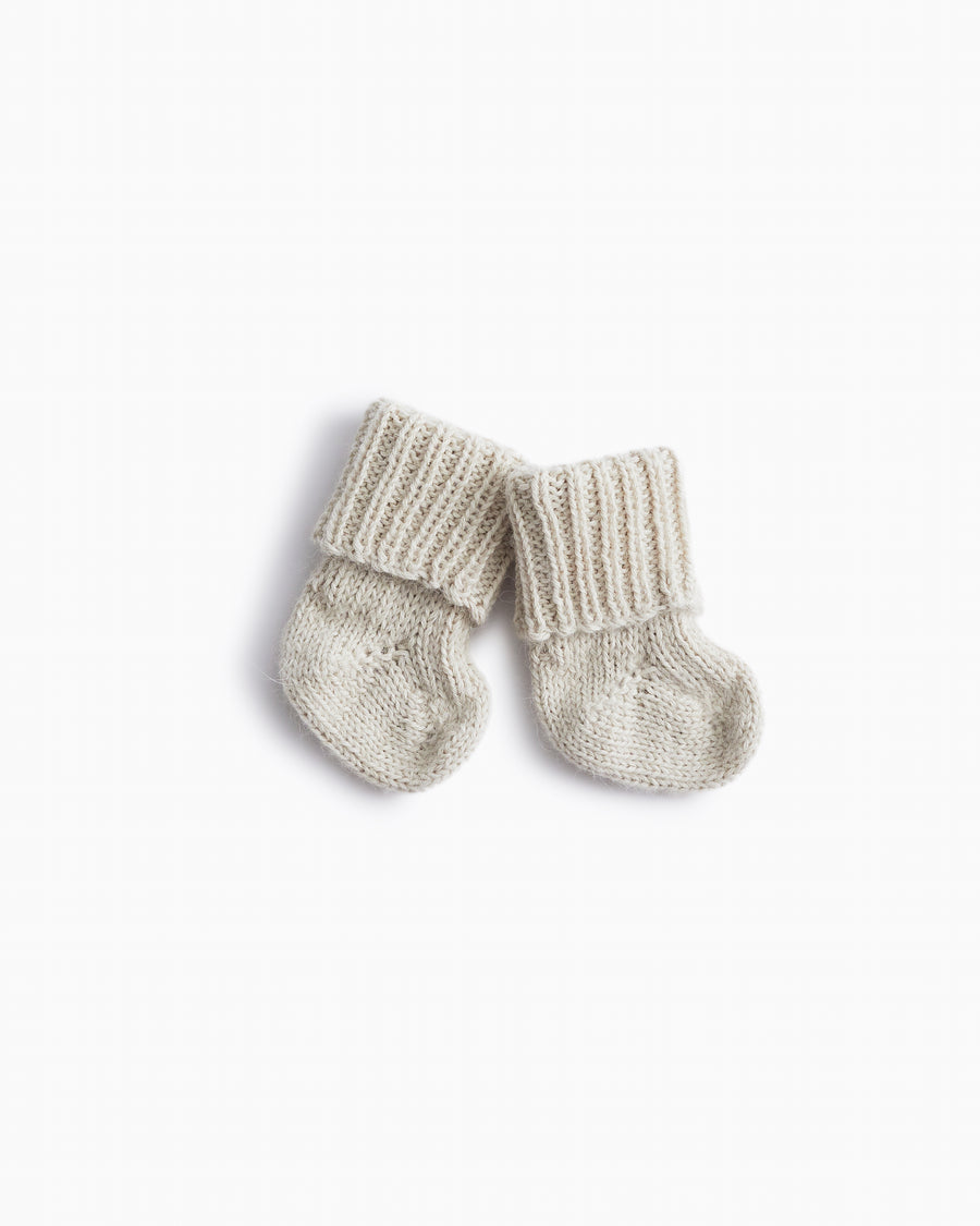 cream hand knit ribbed baby socks
