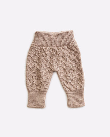 neutral hand knit baby pants in baby alpaca warm for winter