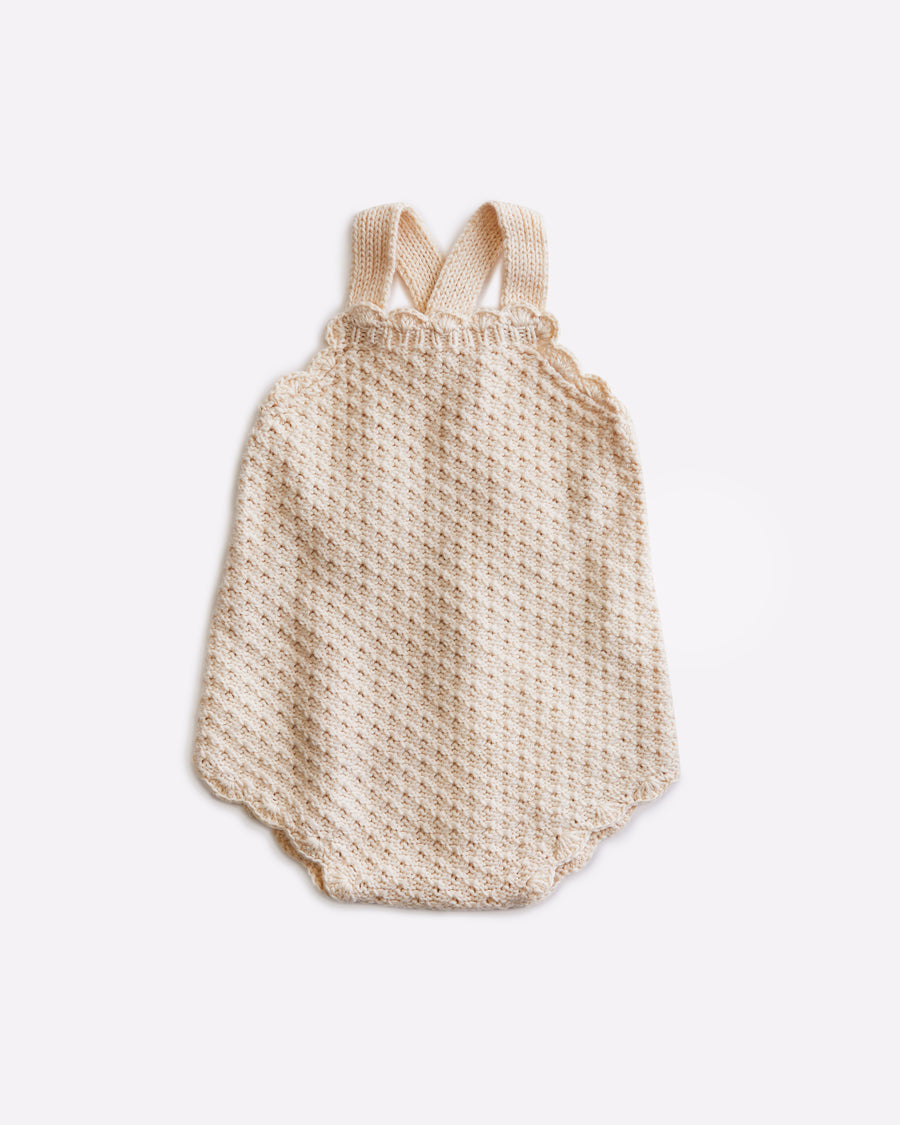 classic heirloom hand made romper knit onesie made in organic cotton for newborn babies