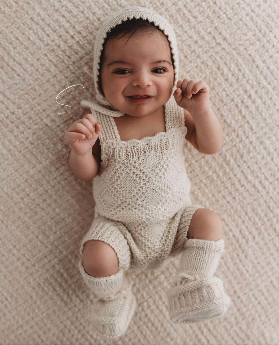 heirloom knit baby romper 